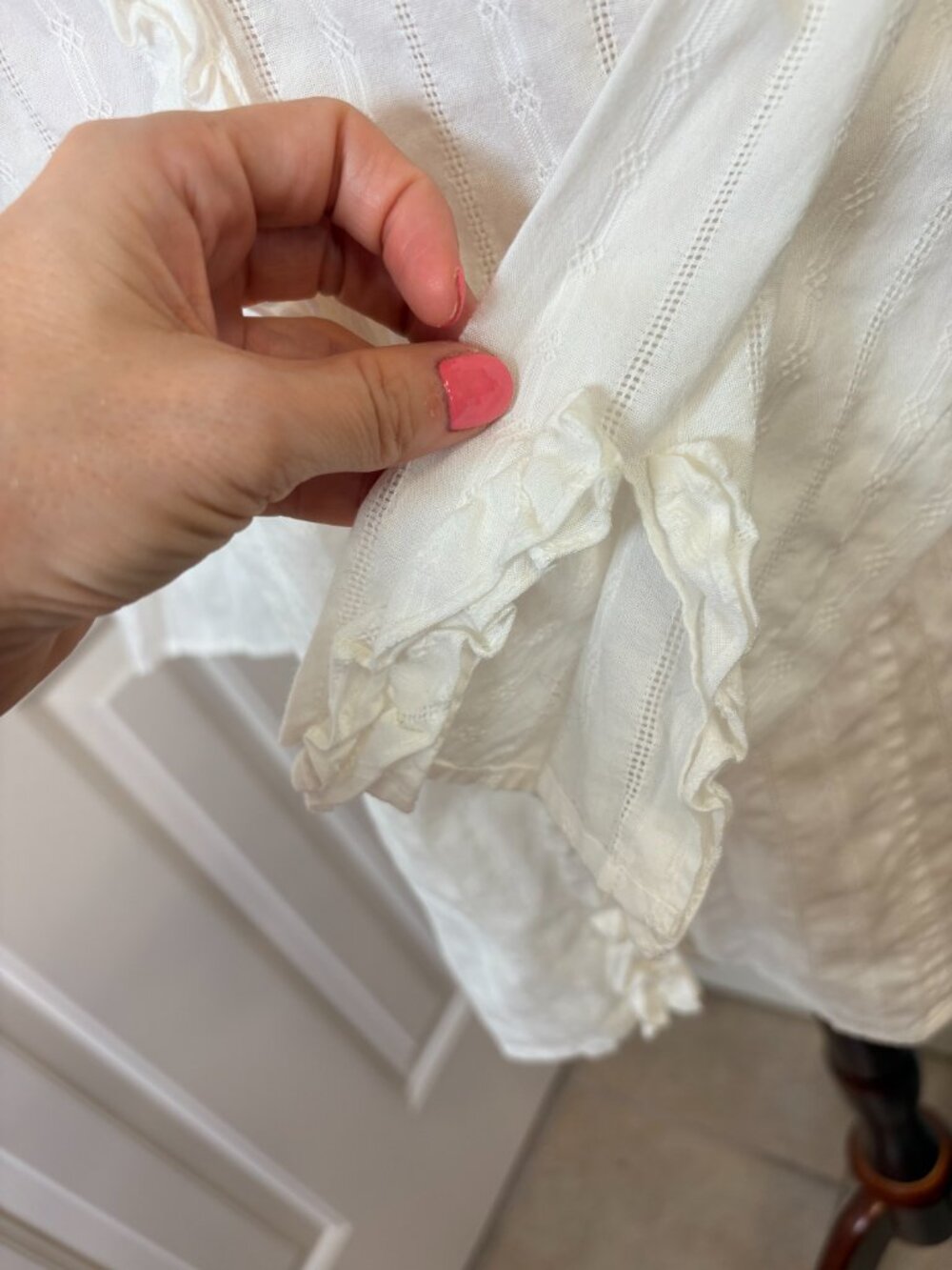 Vintage Evan-Picone White Cotton Button Front Ruffle Blouse Romantic Size 14 - Picture 3 of 7